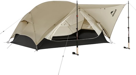 Naturehike Mongar UL 2 - 2-persoons ultralichtgewicht tent - Incl. grondzeil - 15D 1500MM - 3-seizoenen koepeltent - Waterdichte trekkerstent & kampeer tent - Maanzand van Naturehike — afbeelding 2