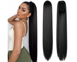 Ponytail Extensions Zwart - Clip In Hairextensions - Brazilian Paardenstaart Extension - Haarverlenging - Haarstuk - 60 cm