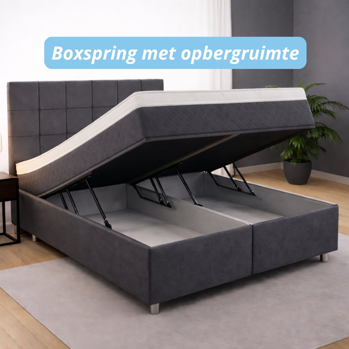 Maan matras Boxspring 120x200 Antraciet met Opbergruimte - afbeelding 3