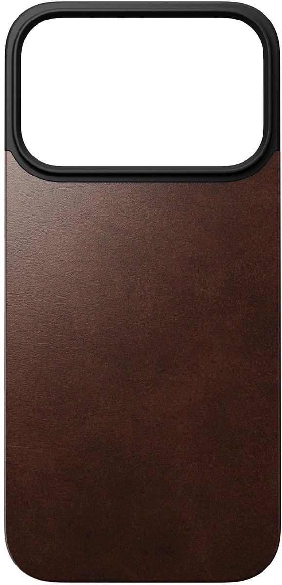 Nomad Magnetische Horween Lederen Back iPhone 17 Pro – Veilige MagSafe en Microsuctie Bevestiging – Ontwikkelt Unieke Patina – Compatibel met MagSafe en Qi2 Laadtechnologieën - Bruin