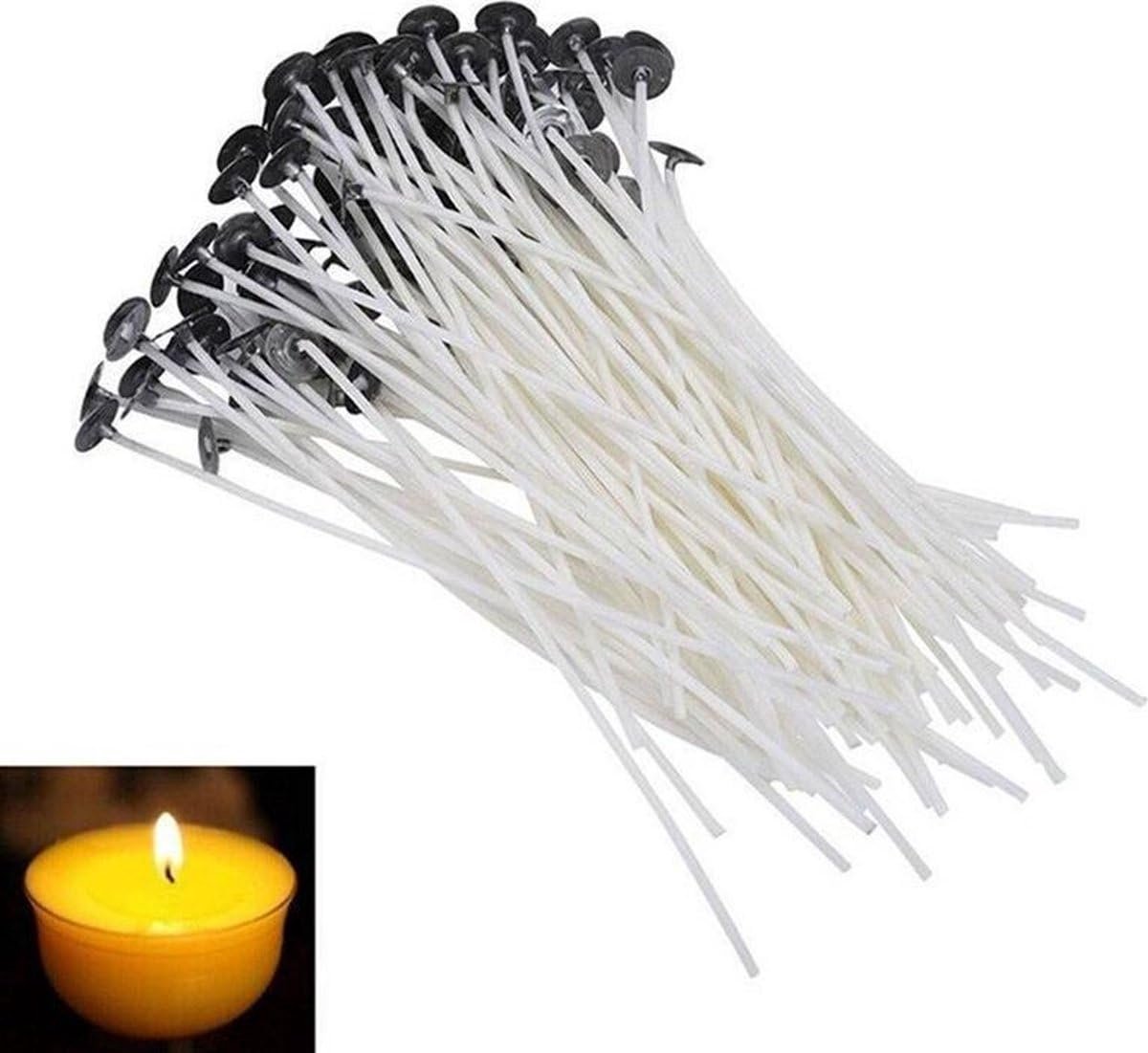 Okado Kaarslonten 100 stuks – 15 cm – Lonten voor Kaarsen Maken – DIY Kaarslontjes voor Zelf Kaarsen Gieten – Wit