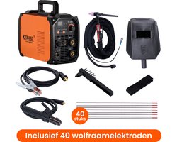 Kibani Lasapparaat TIG-200S incl. 40 Wolfraamelektroden - TIG & MMA Lasapparaat tot 4.0 mm - IGBT-Inverter-Technologie - Compact en Lichtgewicht - Elektrisch Lasapparaat 220V - RVS / Elektrode Lassen
