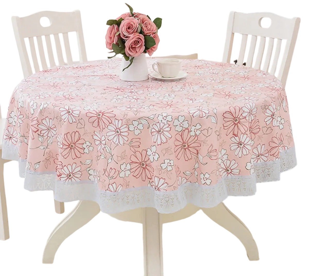 Gigicial Ronde Tafelkleed - Rond Tafelkleed Van 137 Cm - Oliebestendig Waterdicht Herbruikbaar - 1 Stuk - Voor Eettafel Picknick Roze