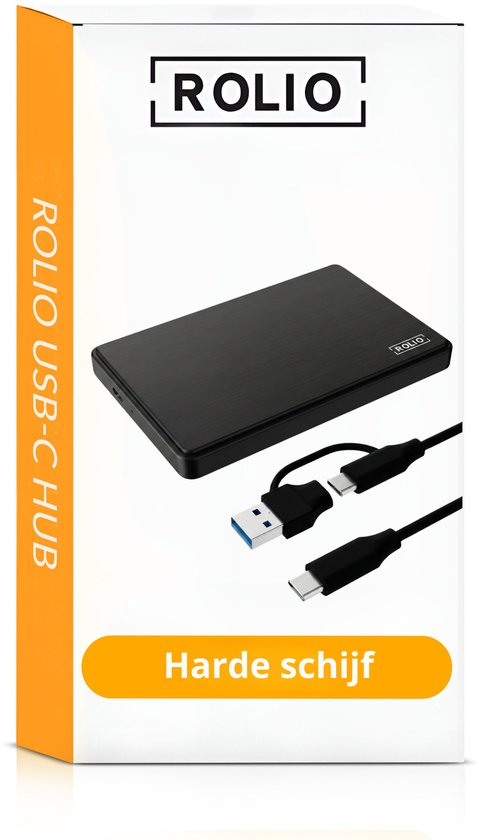 Rolio Externe Harde Schijf - USB 3.1 en USB C - 1Gbps snelheid - 750GB Opslag