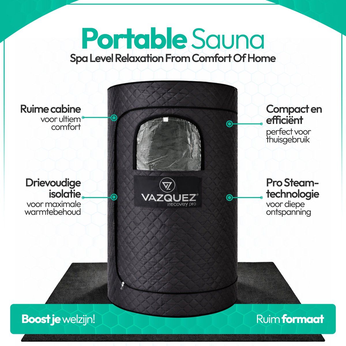 Vazquez Recovery Mobiele Sauna - Droge Warmte met RVS Frame thumbnail 5