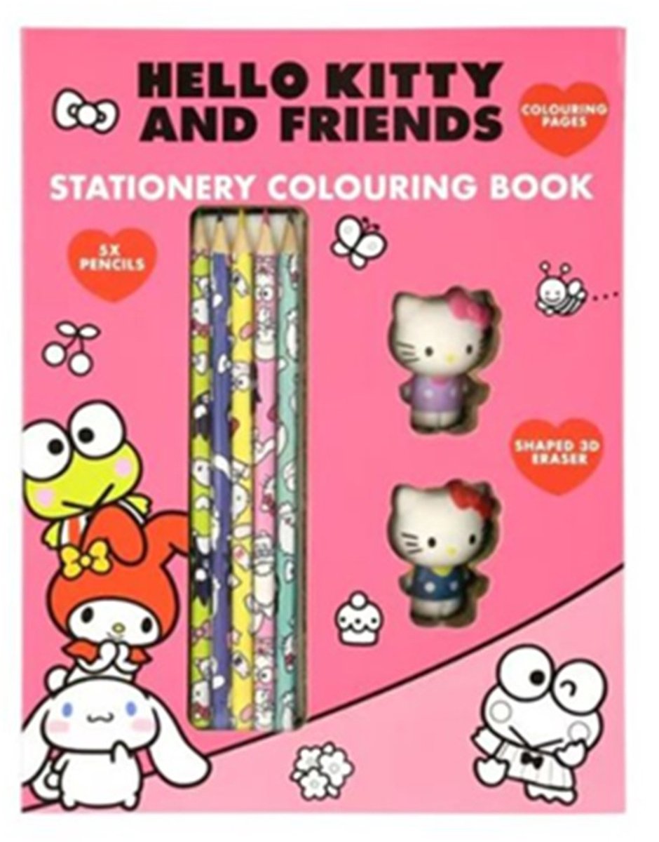 Hello Kitty schrijfset met kleurboek en gum - In boekvorm - Cadeauset - Schoolspullen - a5 formaat
