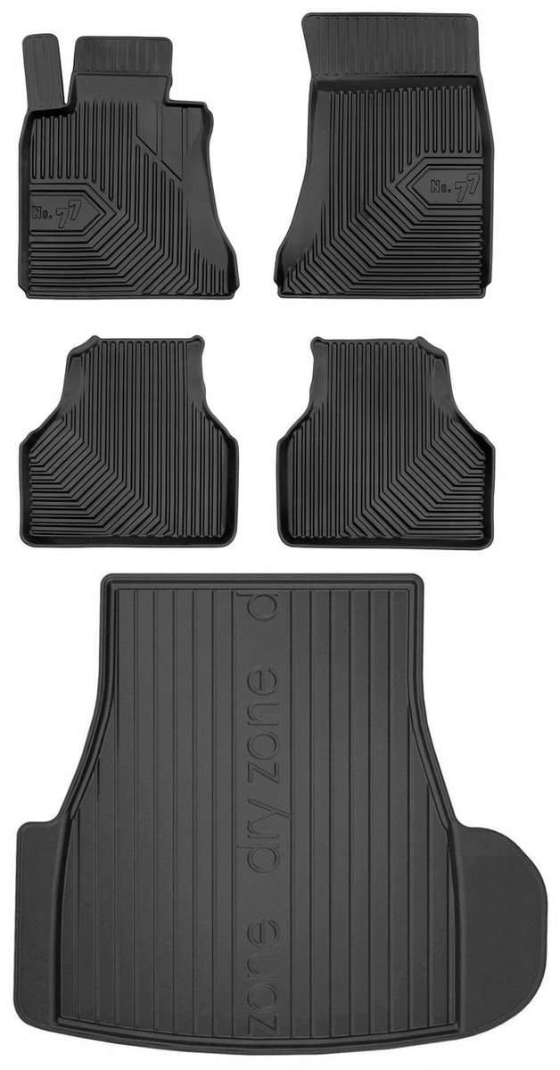 Frogum Voordeelset - Automatenset No.77 + Dry Zone Kofferbakmat - Geschikt voor BMW 7 Serie (E65 / E66) 2001-2008 - Perfecte Pasvorm - TPE Rubber - Geurloos - Zwart