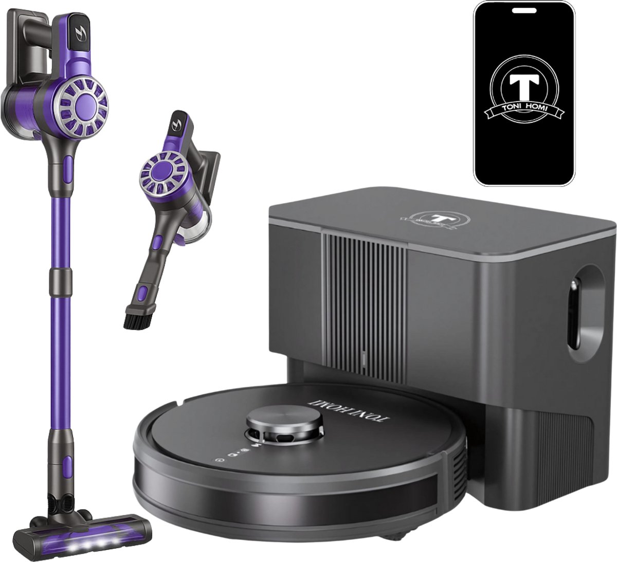 TONIHOMI® Q8 Robotstofzuiger met Dweilfunctie Zwart - TONIHOMI® - €1.299,00