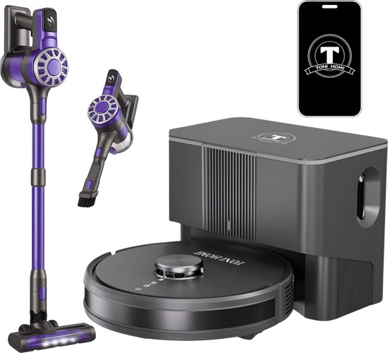 TONIHOMI® Q8 Robotstofzuiger met Dweilfunctie Zwart - TONIHOMI® - €1.299,00