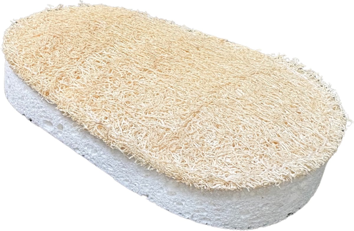 Natuurlijke loofah spons - bad - douche - sponsje - natuurlijk - scrub - wit.