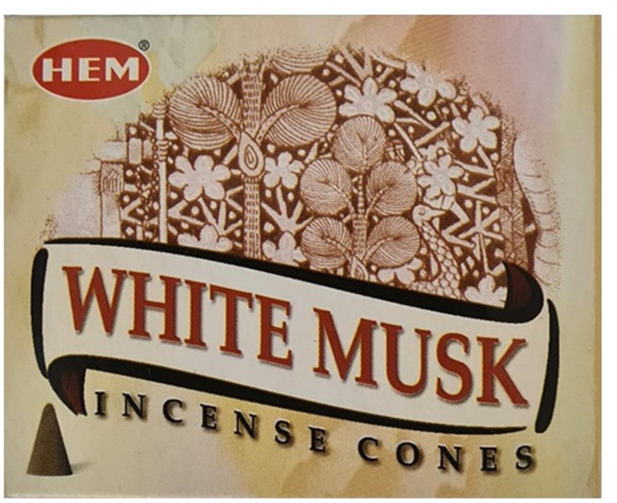 Wierook kegels - HEM - 1 doosje van 10 stuks. ( White musk )