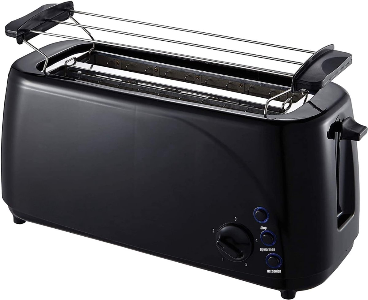Aura® Tosti Apparaat Broodrooster - Tosti apparaat - Tosti Broodrooster - Zwart - ‎19cm x 40cm x 23cm; 1.6 kg