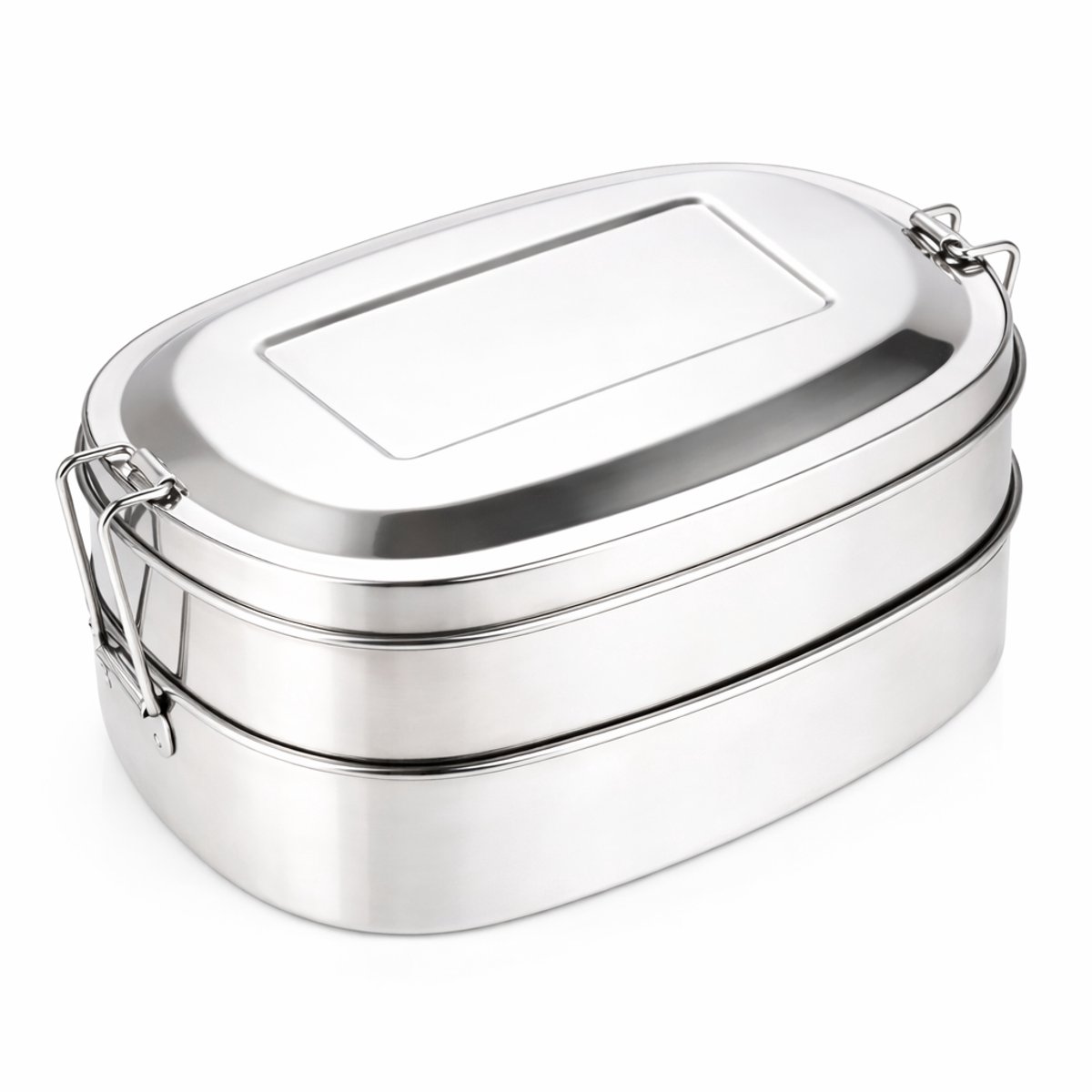 My Green Deal - RVS Lunchbox Ovaal 2×500 ml – Stapelbare Lunchbox RVS – Snackbox / Broodtrommel – Duurzaam & Lekvrij