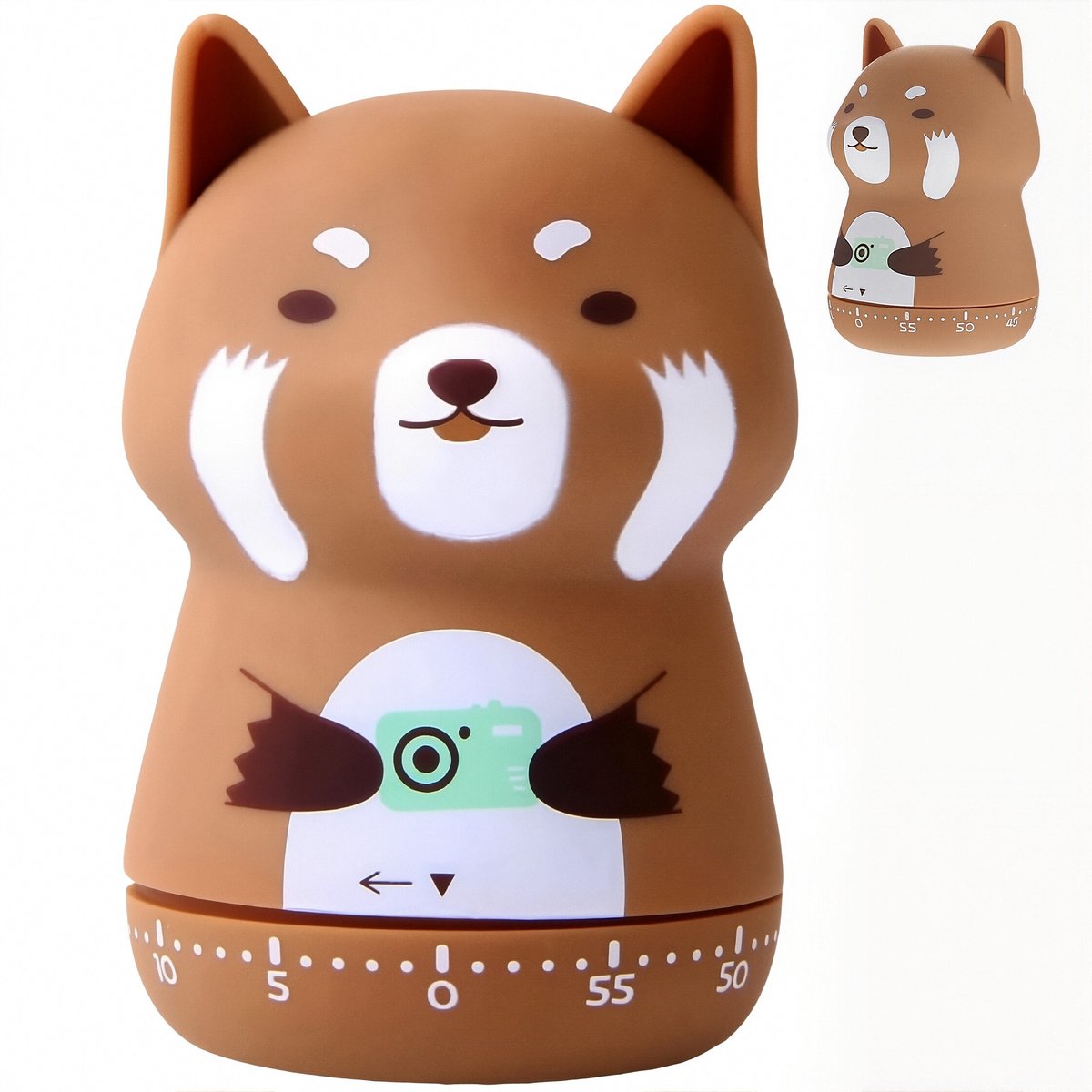 Mechanische Keukentimer - Schattig Bosdier Design - 60 Minuten Kookwekker & Studietimer - Geen Batterijen Nodig - Voor Kinderen & Keuken - Rode Panda (Bruin)