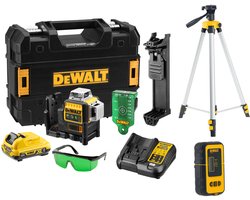 DeWalt DCE089D1GTRID 10.8V Li-Ion accu zelfnivellerende kruislijnlaser & ontvanger (DE0892G) & statief (DE0881) combiset (1x 2.0Ah accu) in koffer - 3 lijnen - 30m - groen