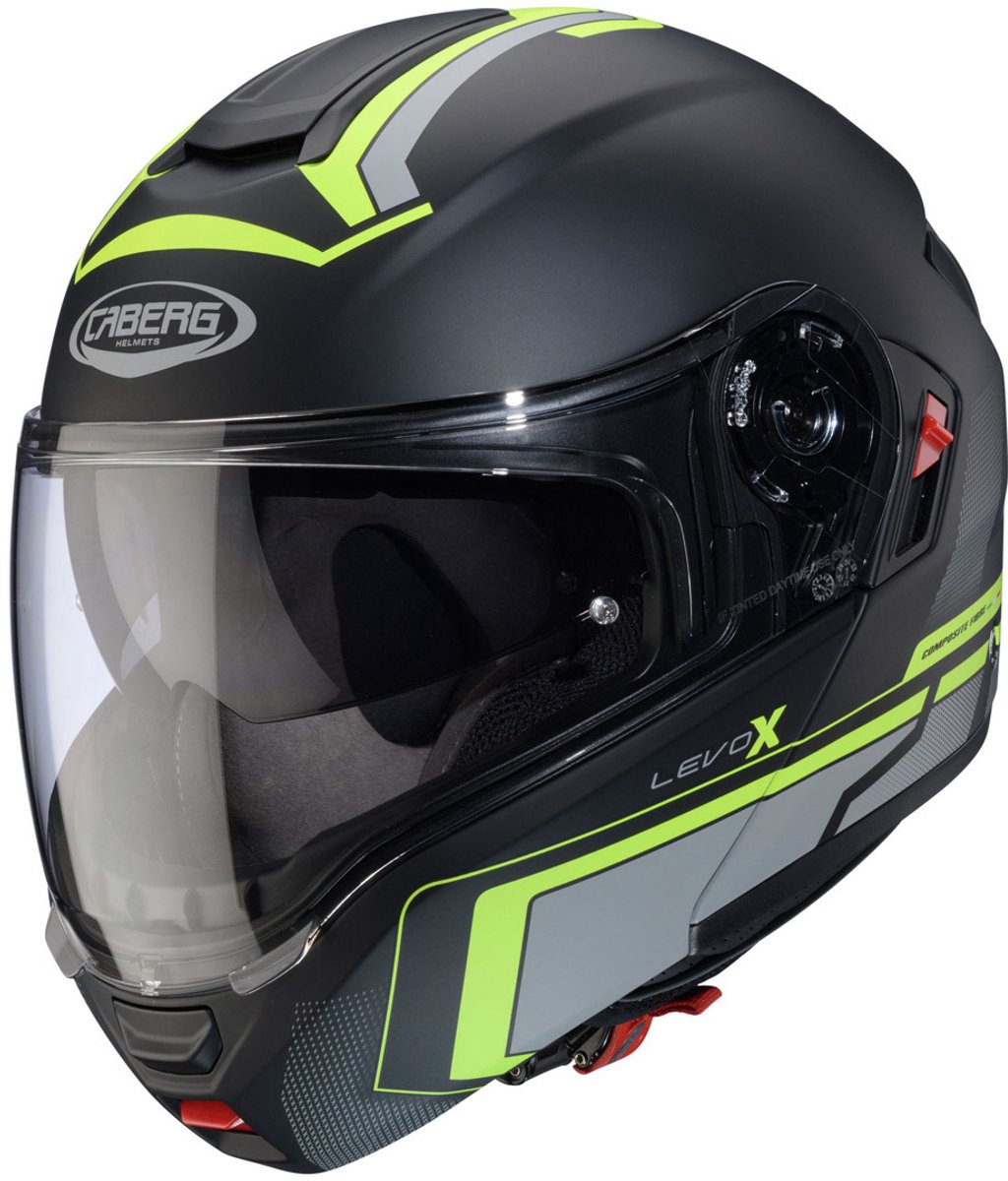 Caberg Levo X Elite Mat Zwart Grijs Geel Systeemhelm - Helm
