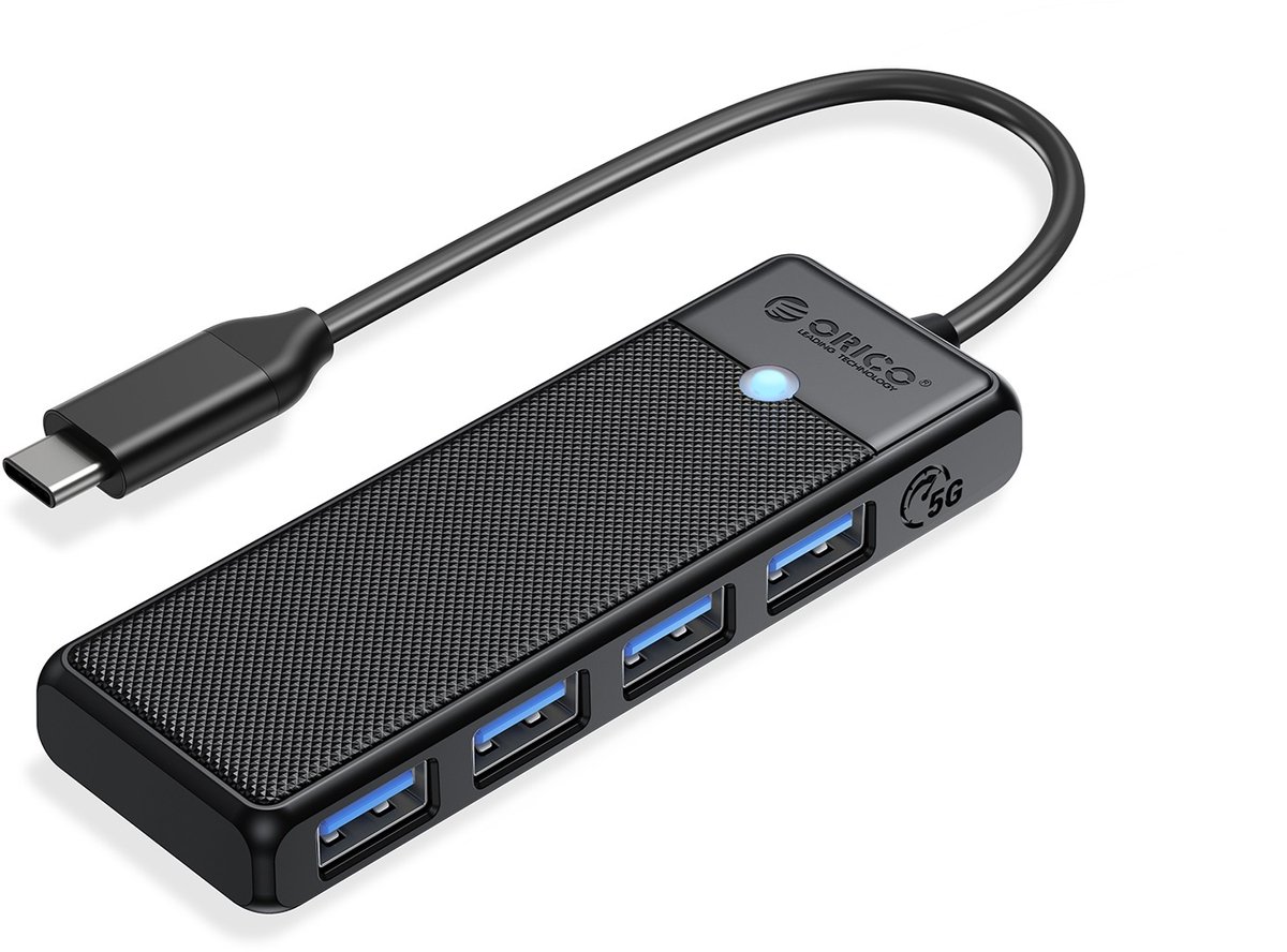 Orico - USB-C Hub - 4x USB-A 3.0 - 5Gbps poorten - Zwart
