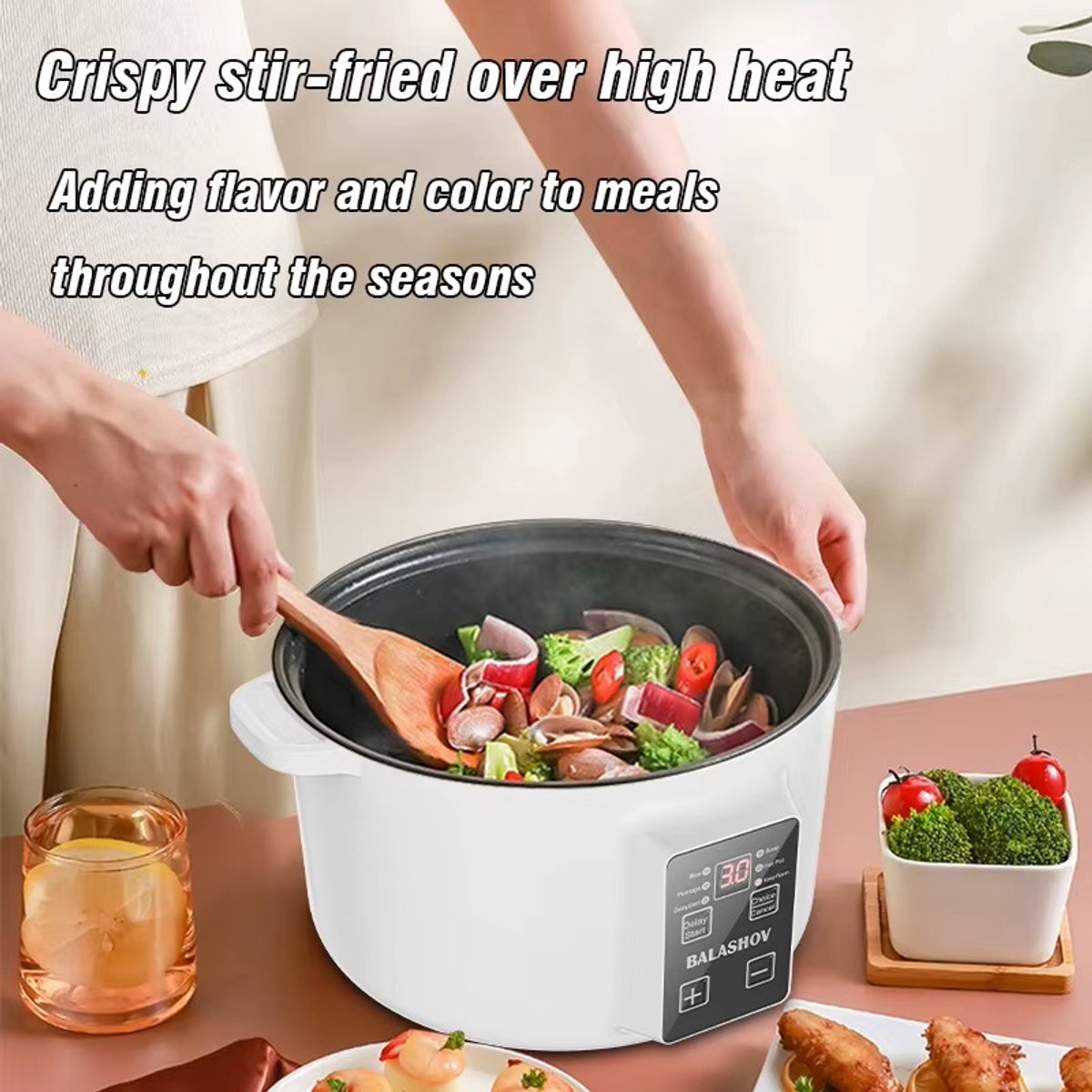 Rijstkoker – Multicooker – Hotpot – Warmhouder – Hotpot Electrisch – Soepketel – Slowcooker – Soepmaker – Stoomkoker – Elektrische Rijstpot 3.5L – Digitale Rijstkoker – Antiaanbak Binnenpan – 220V – Compact Keukenapparaat voor Thuis – foto 4
