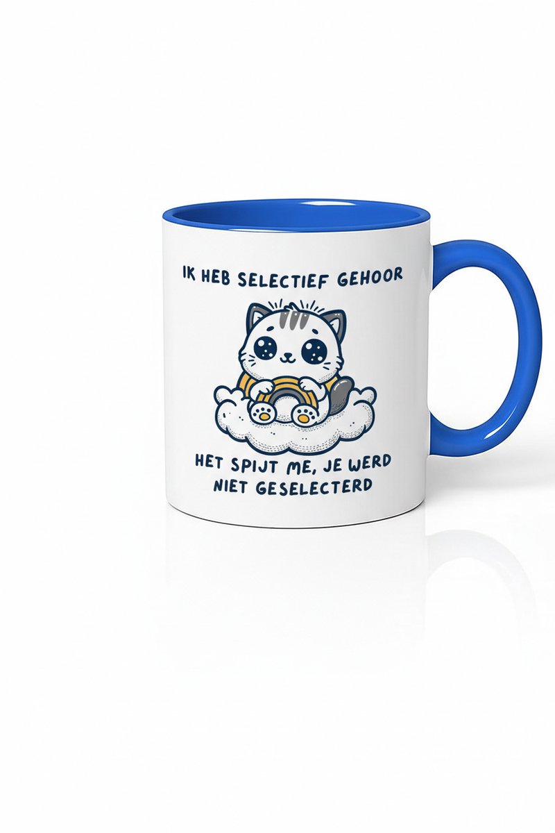 Selectief Gehoor Koffiemok - Leuke Kat Design Mok