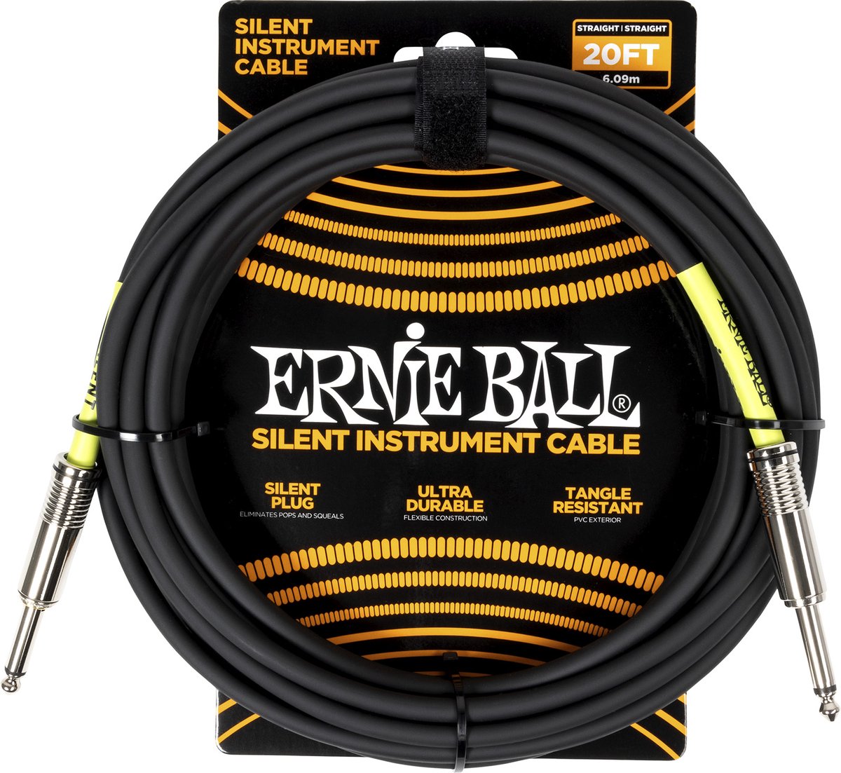 ERNIE BALL gitaarkabel 6473 Silent Jack/Jack 6m Black