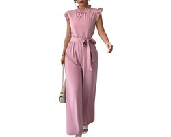 Roze Jumpsuit met Strik - Dames - Mode - Lange Broek