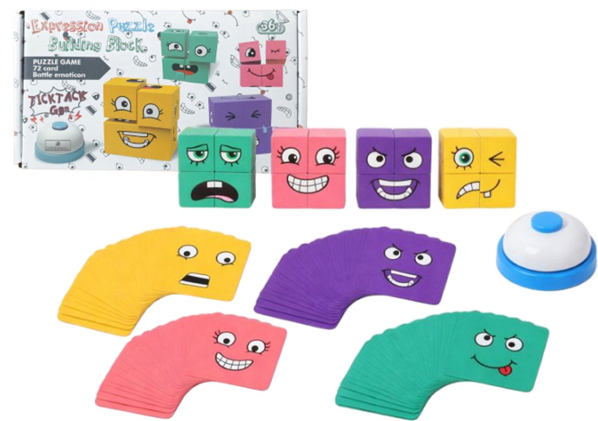 Goodz4All Gezelschapsspel Educatief Speelgoed Emoties Puzzel Spel voor Kinderen met Bel Emotie Leren Herkennen en Benoemen