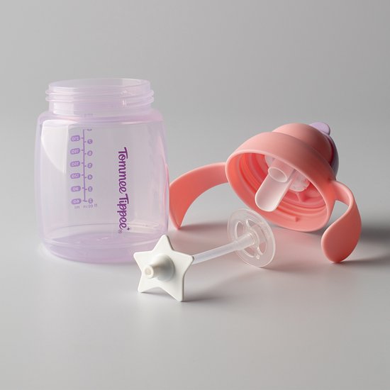 Tommee Tippee rietjesbeker - 2 stuks - 240 ml - met handgrepen en verzwaard siliconen rietje - voor peuters van 6m+ maanden - roze en paars van Tommee Tippee — afbeelding 2