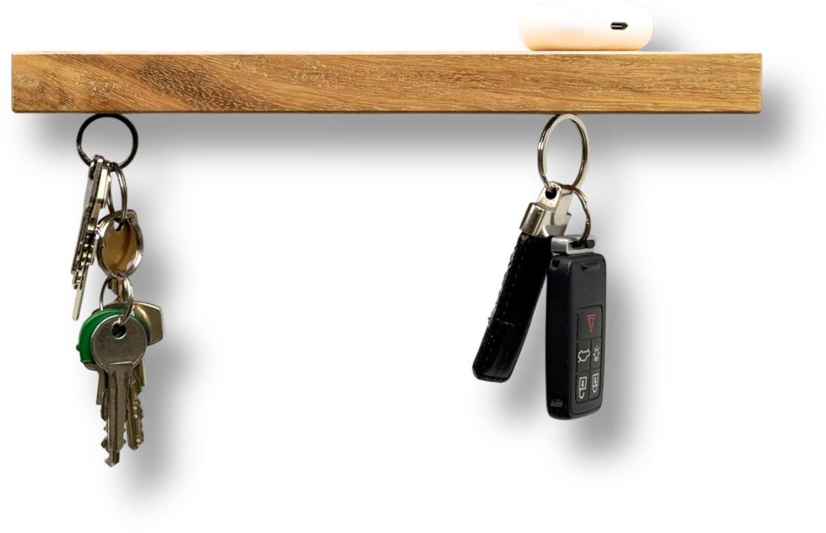 HangKey Plankie XL Iroko * LIMITED EDITION ! * - Wandplank Sleutelrekje van Massief Iroko hout - Sleutelkastje voor Binnen - Houten Sleutelhouder en Organizer - 29,5 x 7 x 2,4 cm