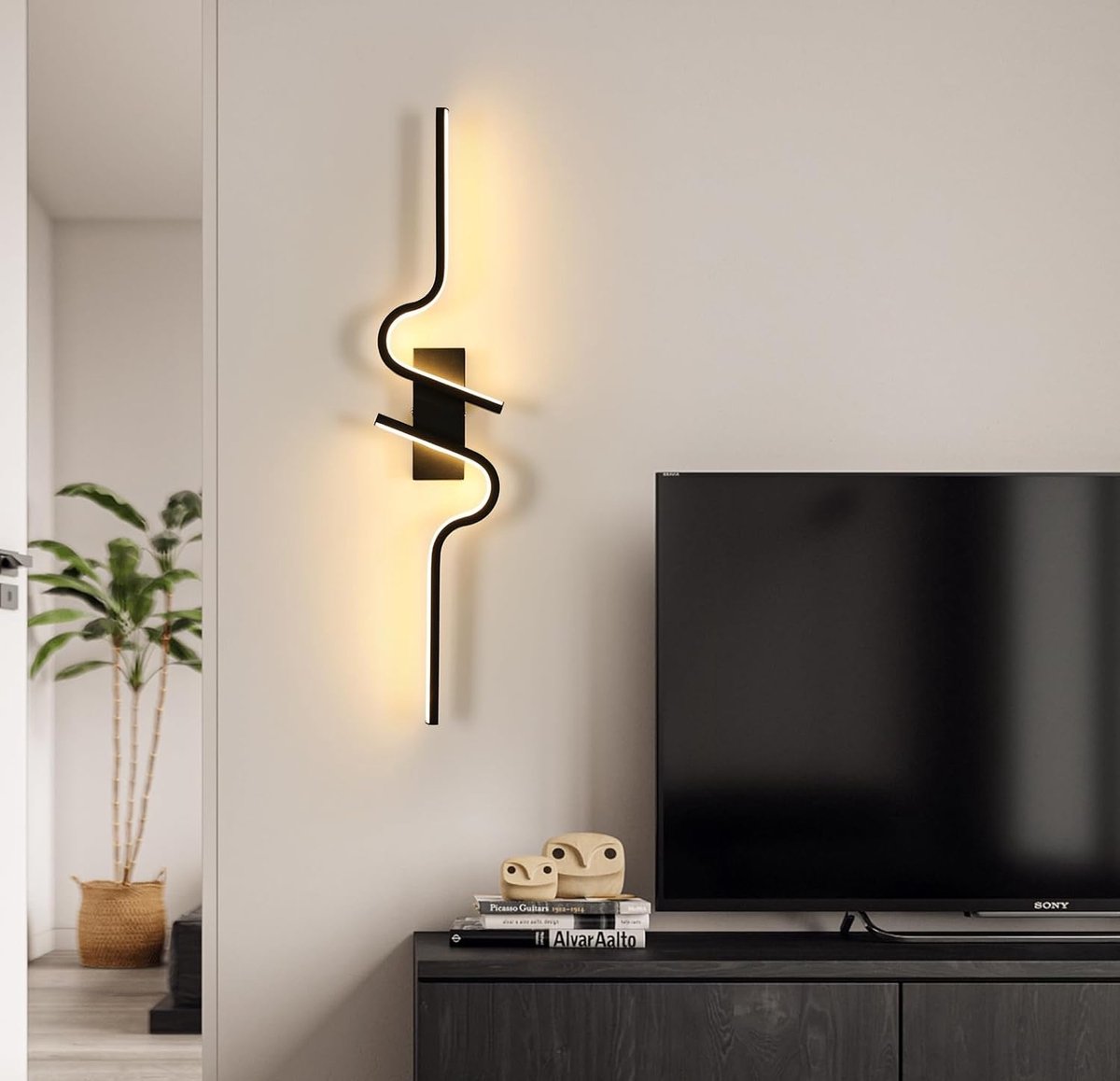 Haobosic Moderne Trap Wandlamp - Zwarte Streep - 16W Warmlicht - 3000K
