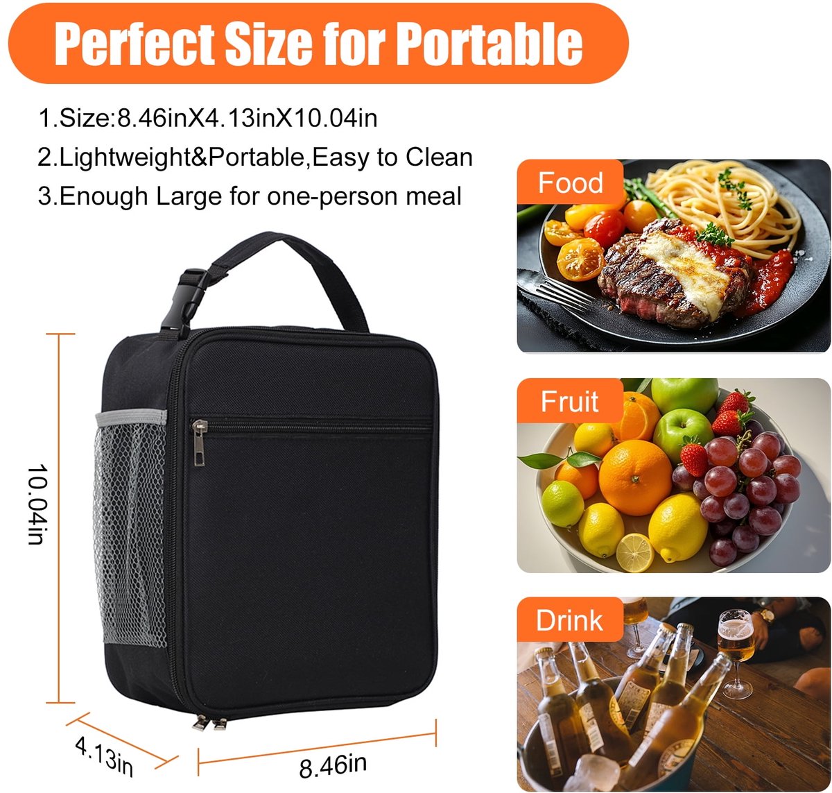 Geïsoleerde lunchbox Geschikt voor mannen en vrouwen, lekvrije en koelende lunchtas met 4 vakken, perfect Geschikt voor werk, picknicks en reizen (zwart). — cadeau in Koken & Dineren - foto 2