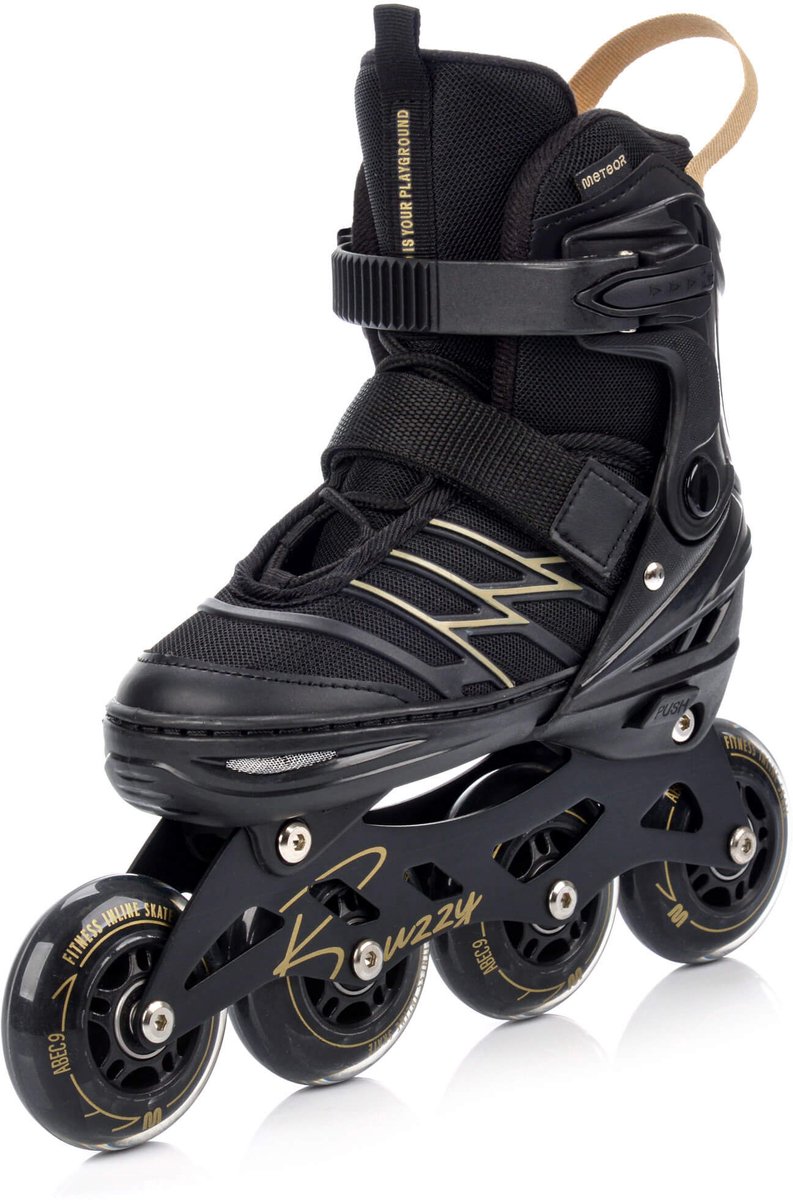 Meteor Inlineskates Buzzy – Verstelbaar ABEC-9 Met rem Zwart