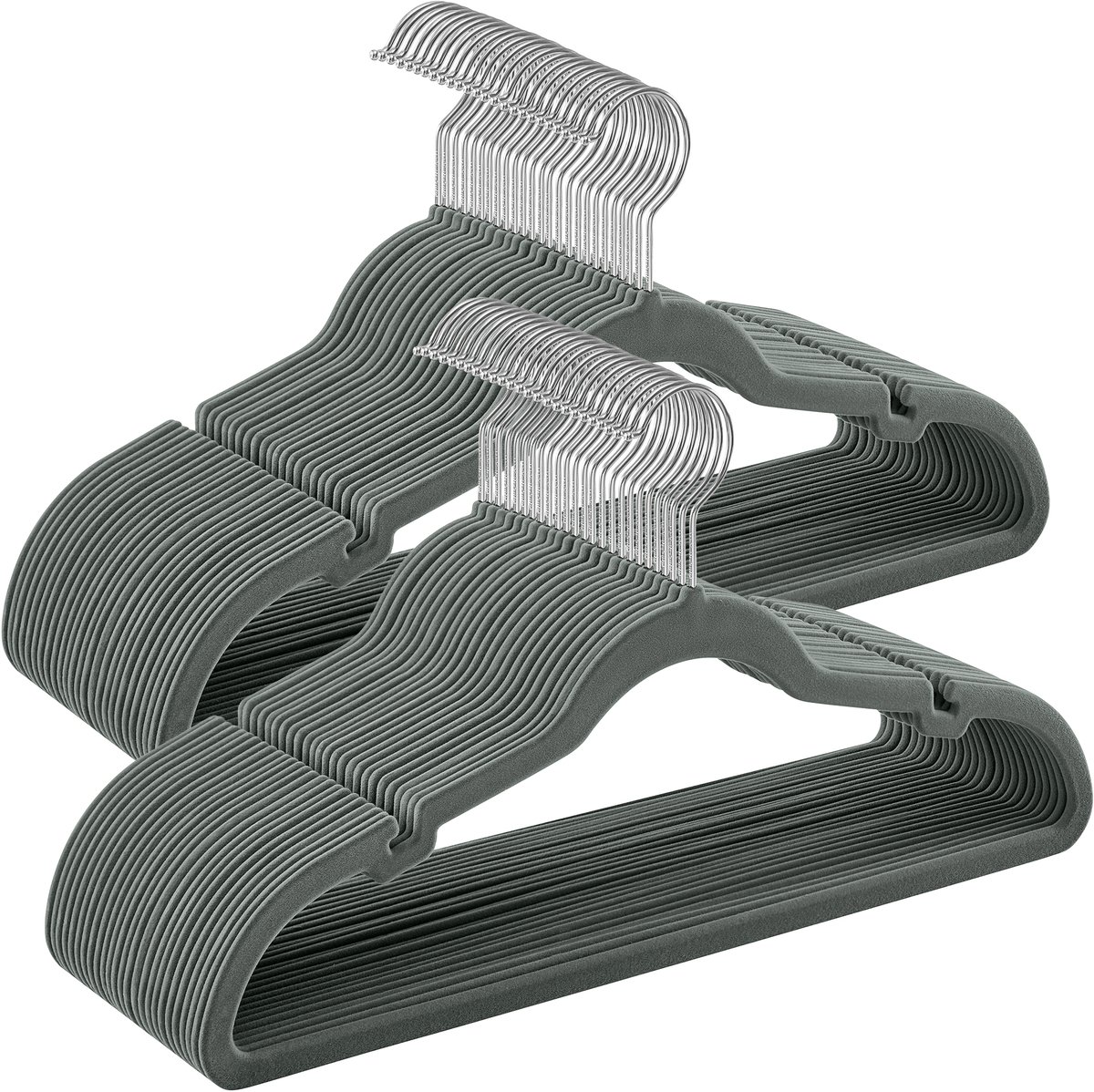 SONGMICS - Kledinghangers - Fluwelen Kledinghangers Set van 50 - Antislip - 360° Draaibare Haak - Ruimtebesparend