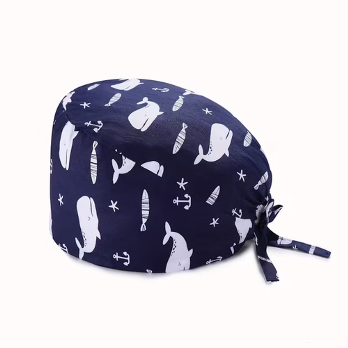 Verpleegsterspet / Chirurgische Muts – Unisex – Verstelbaar – Ademend Polyester – Lichtgewicht – Wasbaar – Print Blauw/Wit