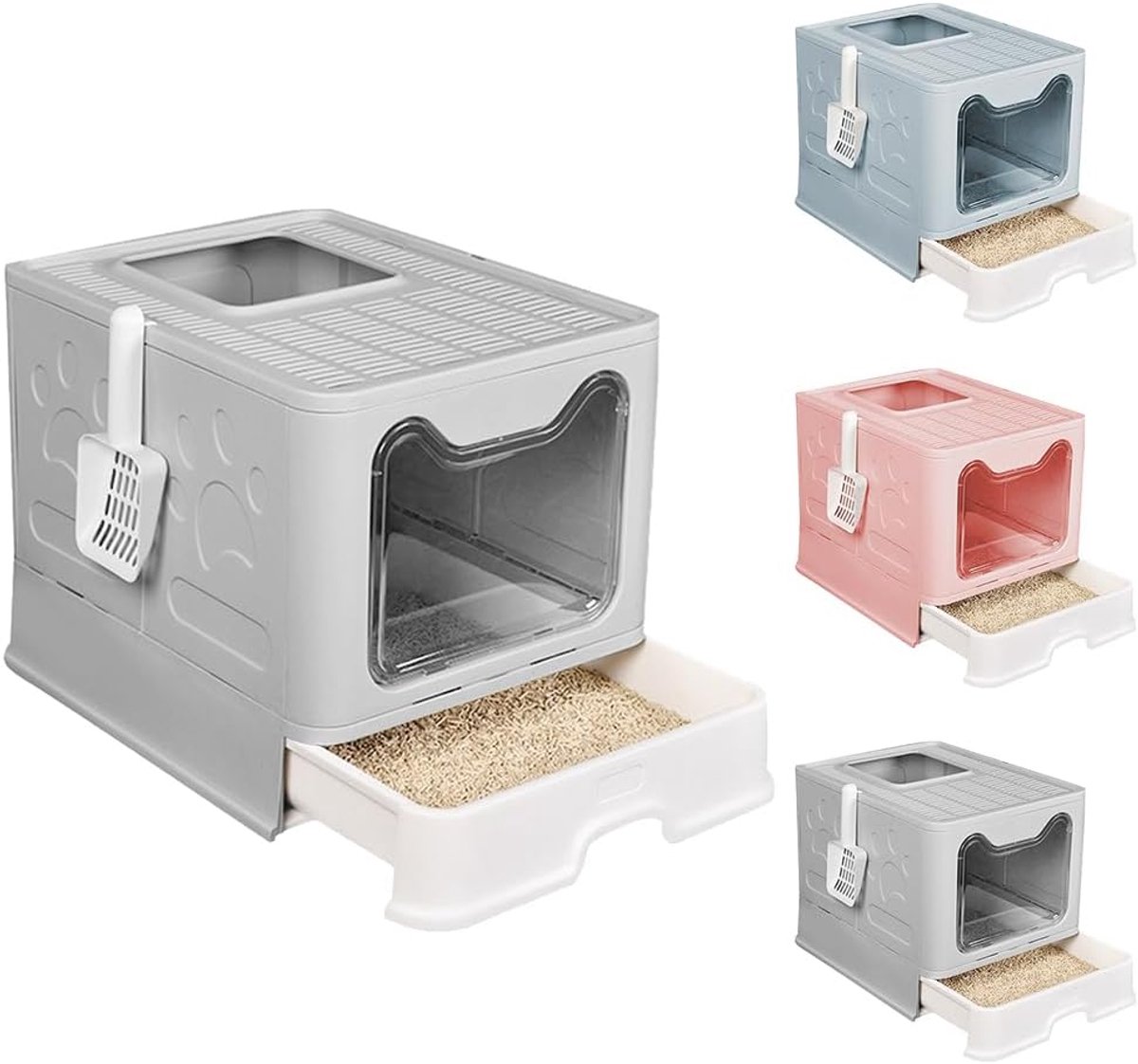 Gesloten kattenbak - Kattenklopper opvouwbaar - Hygiënisch en schoon - Lade met schep - 51 x 41 x 38 cm