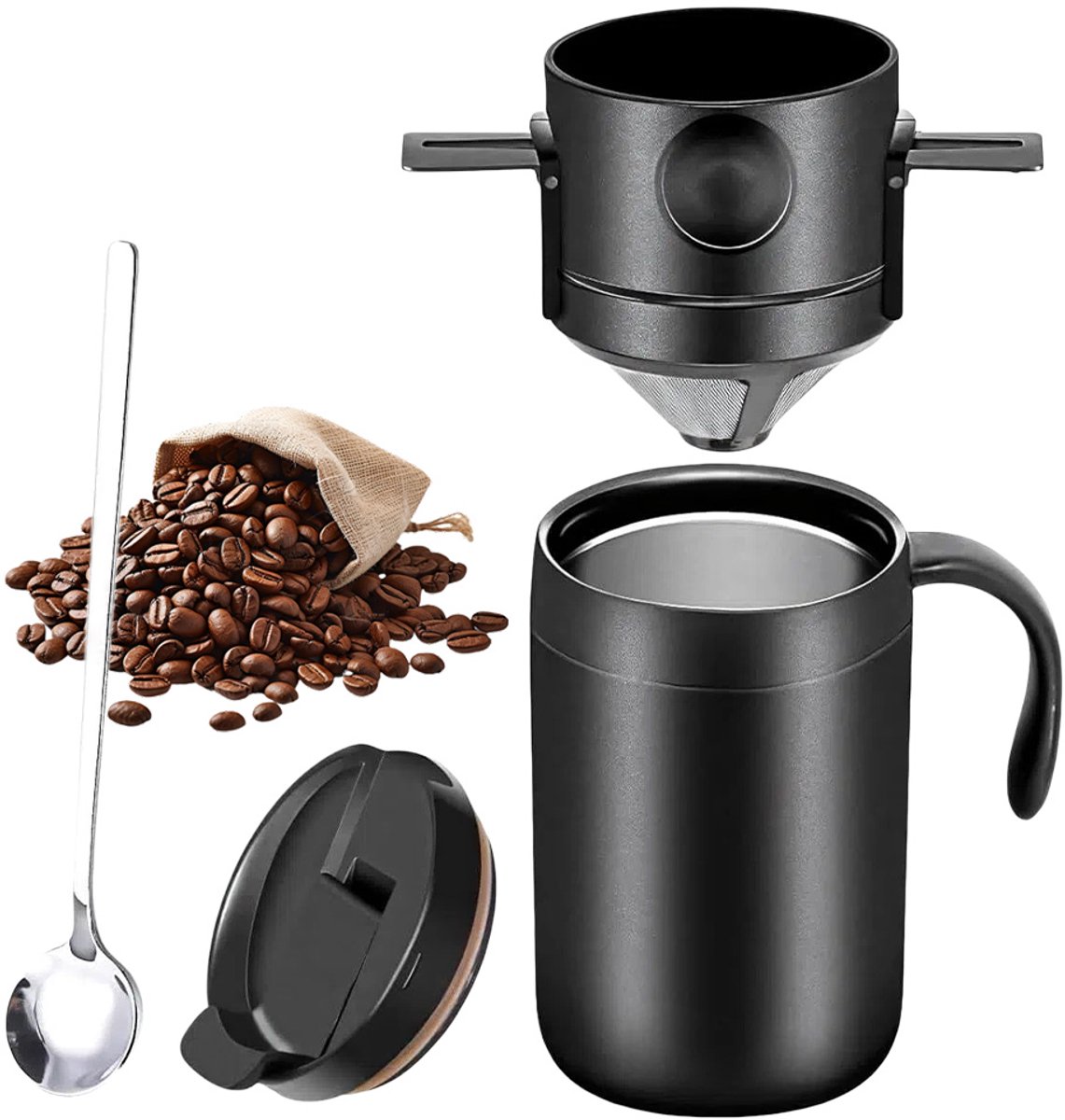 Camping Koffiezetapparaat - 16oz Giet Over Koffiezetapparaat - Draagbaar Kamp Giet Over Set - Herbruikbare Mug Koffie Druppel Theekop Set - Voor Reizen, Kamperen, Kantoren