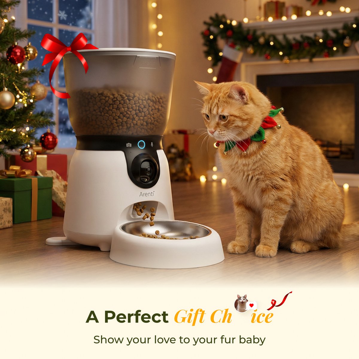 Arenti Petfeeder2 Automatische Voerbak 4L Met Beweegbare Camera - 3L Fontein - Kat & Hond – Slimme Voerdispenser met Camera – 3MP (2K) Met Night Vision – Two-Way Audio – Voerautomaat met App – Dual band Wifi – Voor Katten & Honden – Gratis App thumbnail 4