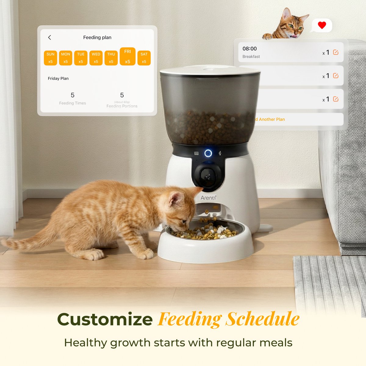 Arenti Petfeeder2 64GB Automatische Voerbak 4L Met Beweegbare Camera - 3MP (2K) Met Night Vision thumbnail 6