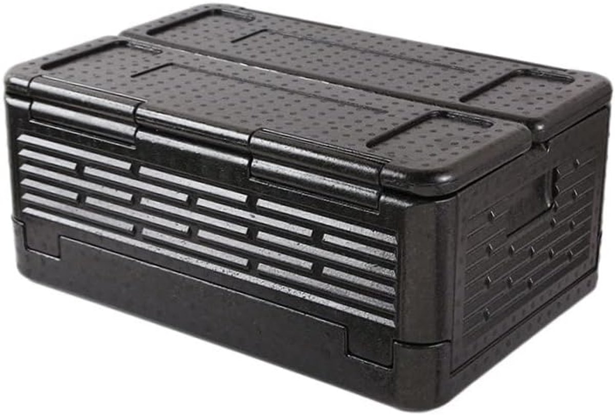 Koelbox - Opvouwbare Geïsoleerde Container - Draagbare Autokoelbox - Ideaal Voor Kamperen, Reizen, Vissen en Stranduitjes - Zwart - 60 X 41 X 25 cm