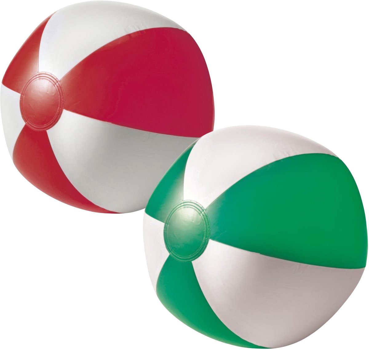 Impression Strandbal - opblaasbaar - zwembad speelgoed - rood / groen set - D26 cm