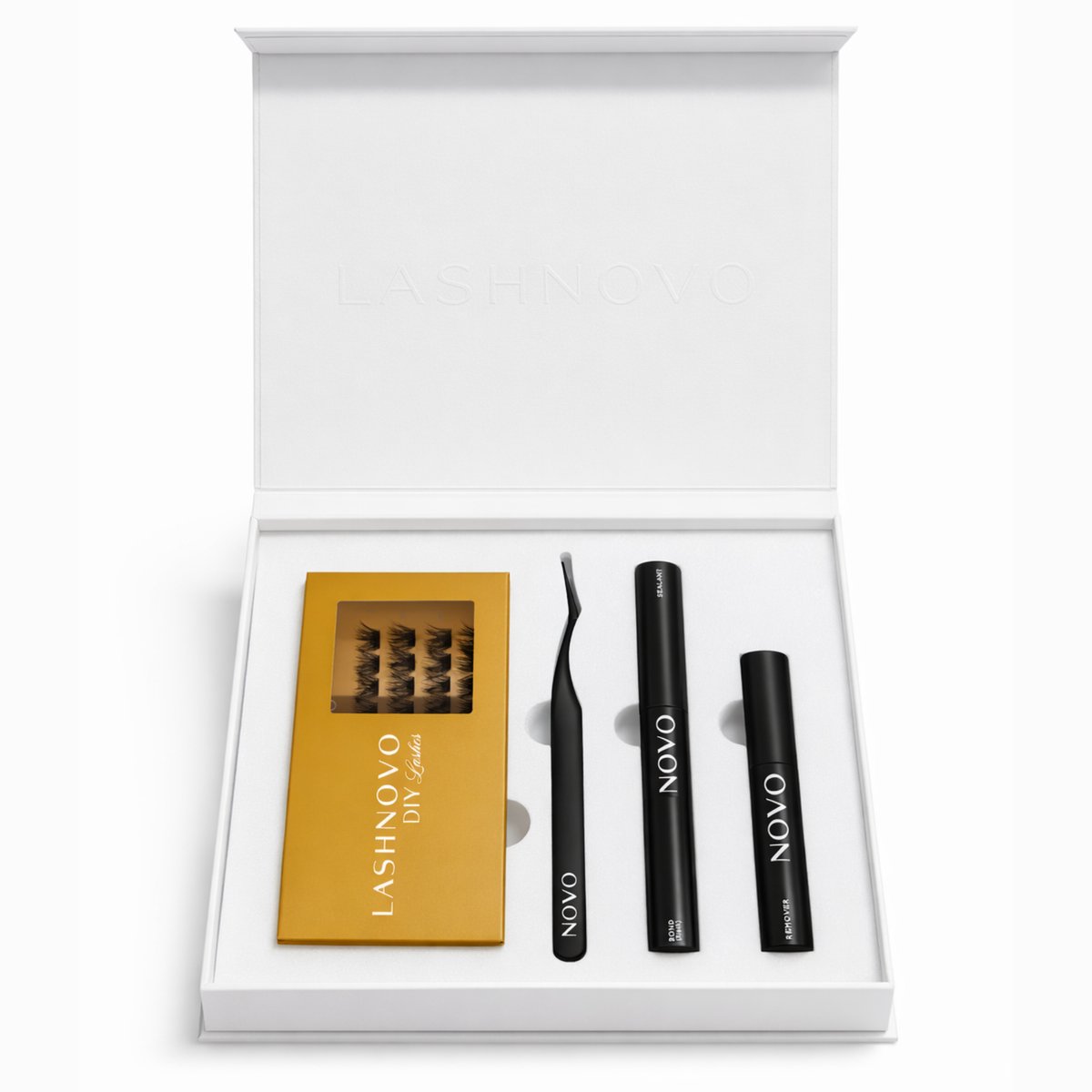 Bol.com Lashnovo - Viola - DIY Cluster Lashes - 10 & 12 & 14 mm - Wimperextensions - Bond, Sealant, Remover - Nepwimpers Bundel ... aanbieding