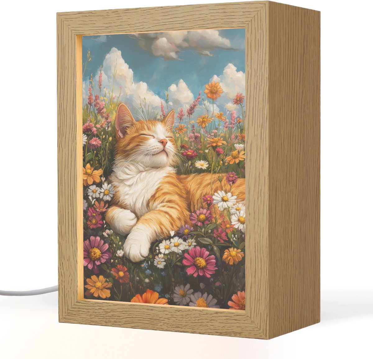 Tafellamp 15x20 cm - LED lamp - Kat - Bloemen - Ontspannen - Decoratieve tafellampen - Dimbaar - Tafellampje slaapkamer - Woonkamer binnen