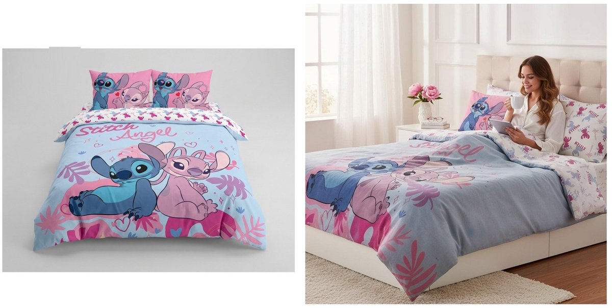 Disney - Lilo & Stitch - Dekbedovertrek - Lits Jumeaux - 240 x 220 cm - 100% Katoen.