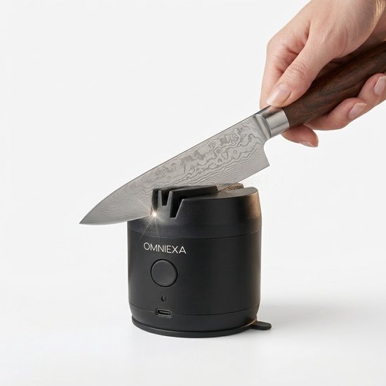 OMNIEXA Affûteuse à Couteaux Électrique Diamant – Rechargeable USB-C – Affûtage Professionnel en Secondes