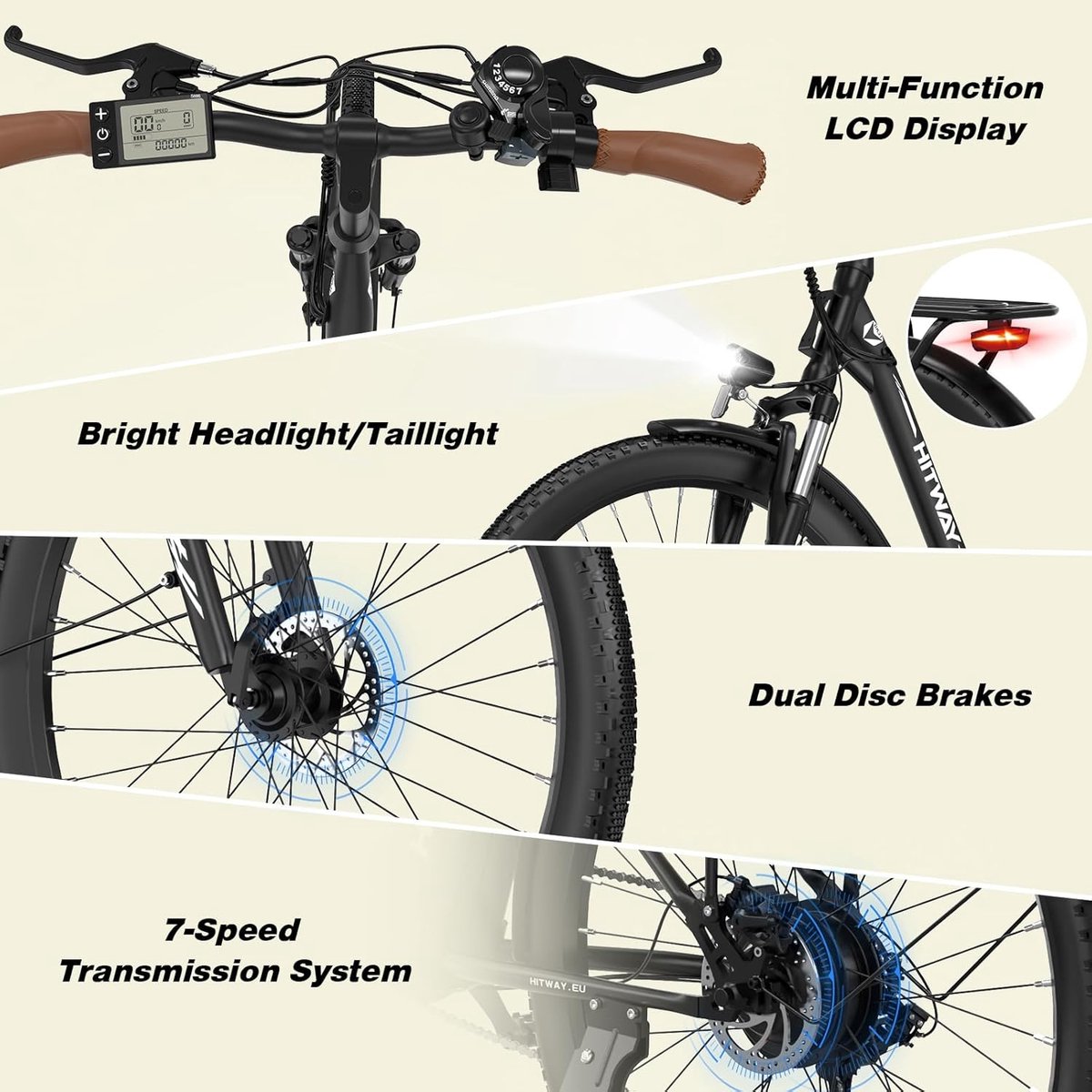 Elektrische Fiets Hitway BK31 - 28 Inch City Commuter EBike met Afneembare 36V 13Ah Lithium Batterij - Damesfiets - E-Bike met 250W Motor - IP54 Waterdicht – foto 4