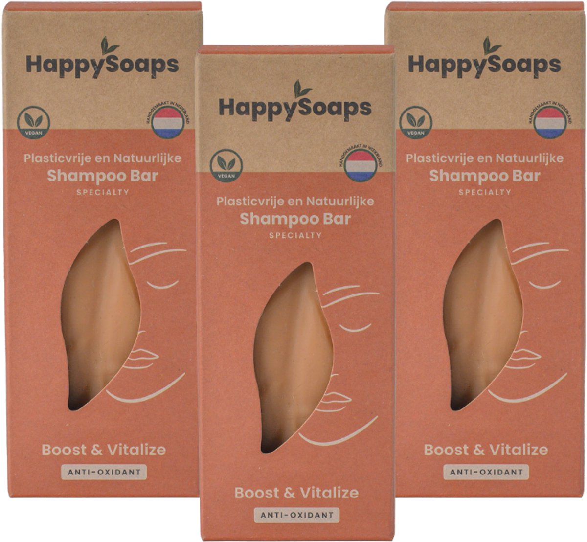 HappySoaps Specialty Shampoo Bar – 3× – Halfjaar Box – Natuurlijke Shampoo – Energie & Verzorging – Voordeelverpakking
