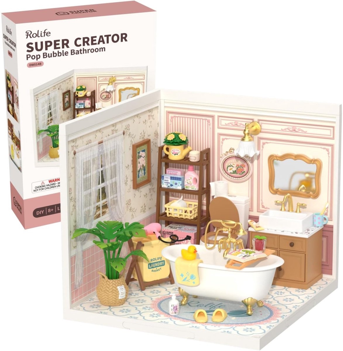 Robotime, DIY Huisje Super Creator Pop Bubble Bathroom, DW014B, 16,3x16,3x15,2cm