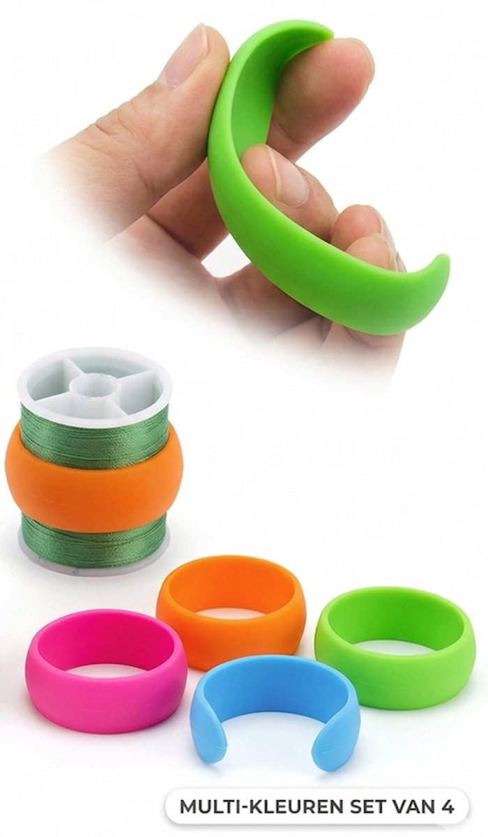 Set van 4 premium Multicolor Silicone Garenspoel Houders - Draadklemmen & Draadbesparers - Voorkom Rafelen & Knopen - Flexibele Naaiaccessoires & Garen Organisatie