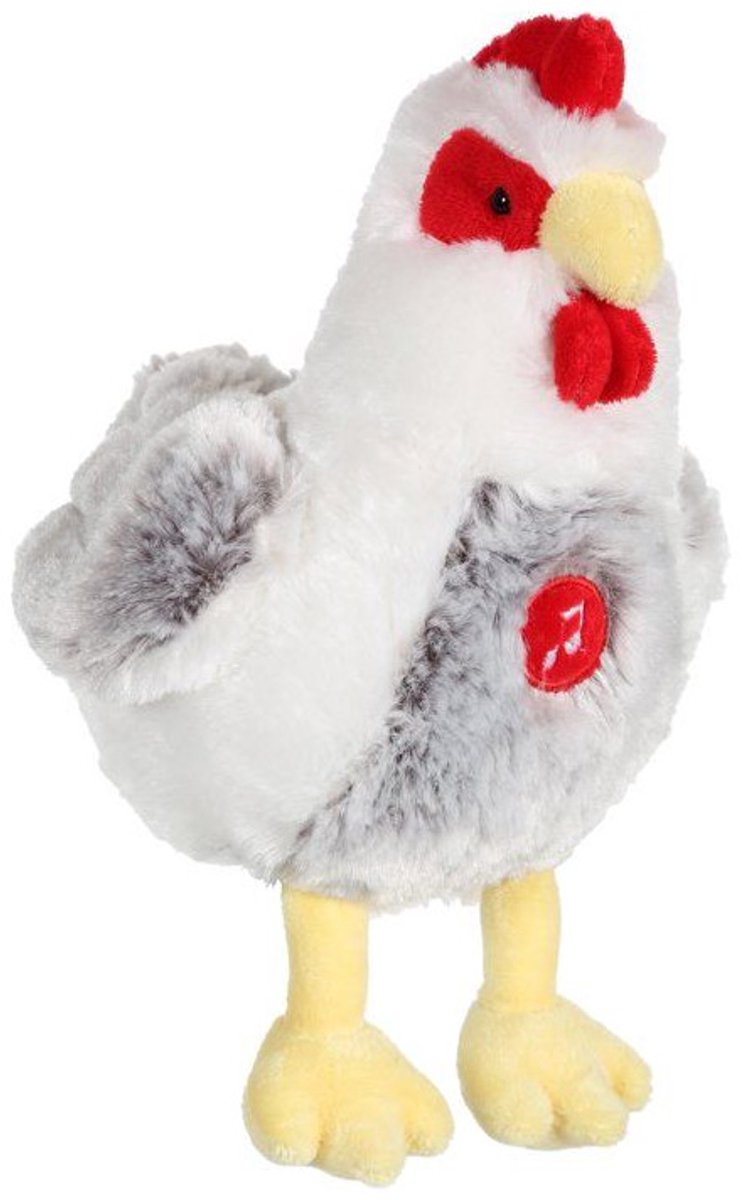 Pluche kip - GIPSY TOYS - Met geluid - 22 cm - Wit/grijs