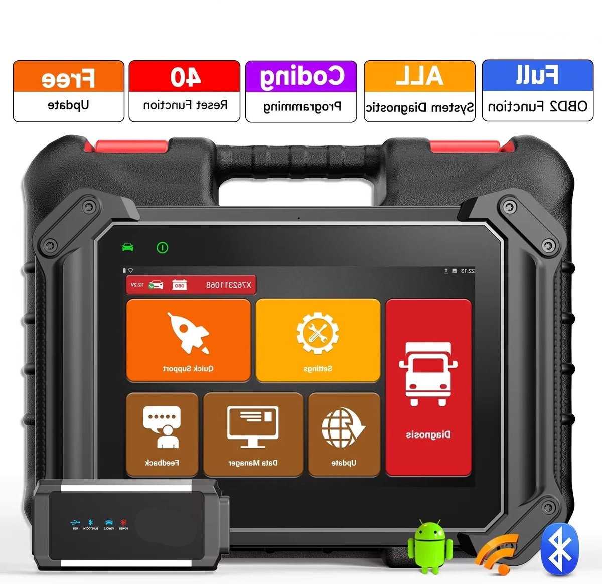 Diagnosetool – OBD Scanner – Foutcode Uitlezer – Truck Scanner – 12V En 24V – Uitgebreide Systeemdiagnose – Bluetooth Verbinding