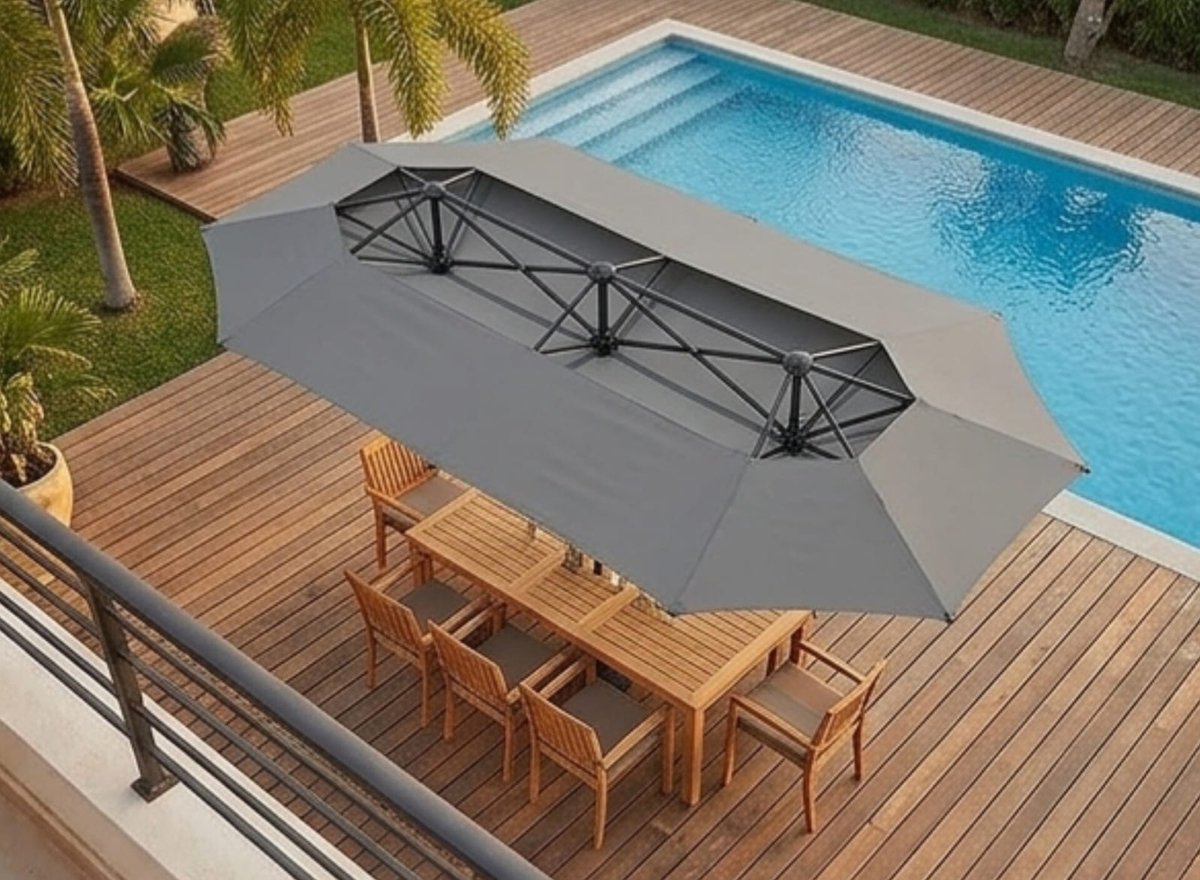 Rechthoekige Zweefparasol 320x150 cm – UV50+ Zonbescherming, Stalen Frame, Weerbestendig Tuinscherm – Antraciet | NoviHome